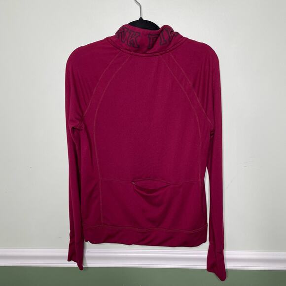 Pink Victoria’s Secret Ultimate Sweater Logo 1/2 Zip Mock Neck Athletic Pink M - Picture 6 of 11